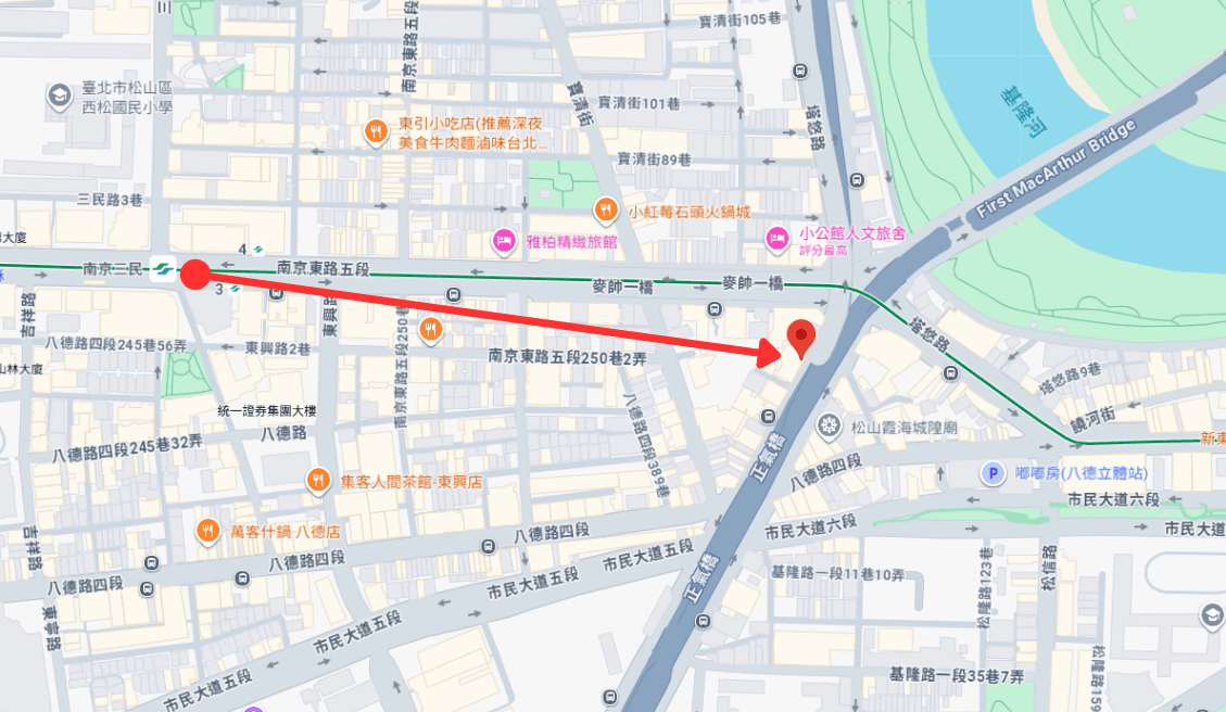 101酒店會館 捷運抵達圖