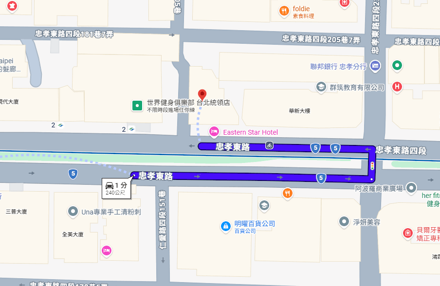 環球紫藤酒店 路線圖